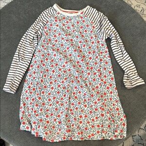 Mini Boden Floral and Striped Kids Dress - Red, Blue, White
